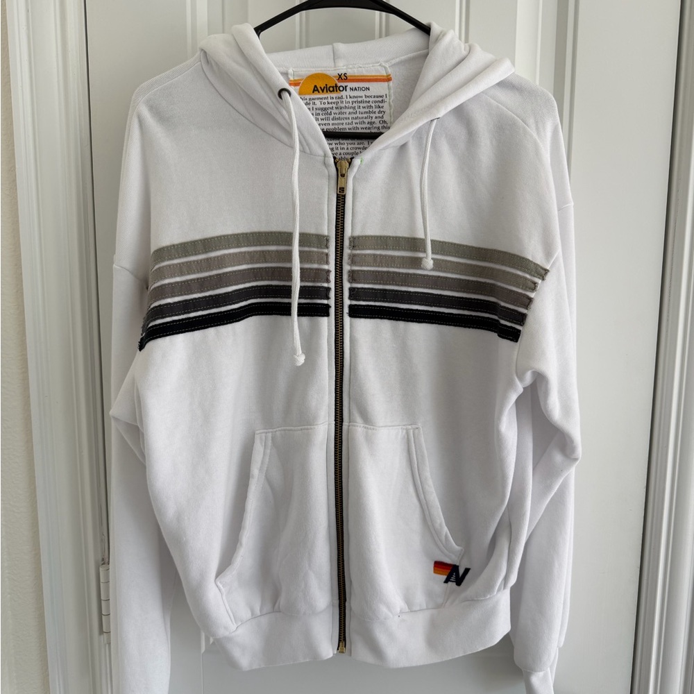 Aviator Nation White 5 Stripe Hoody and Pants Size XS
